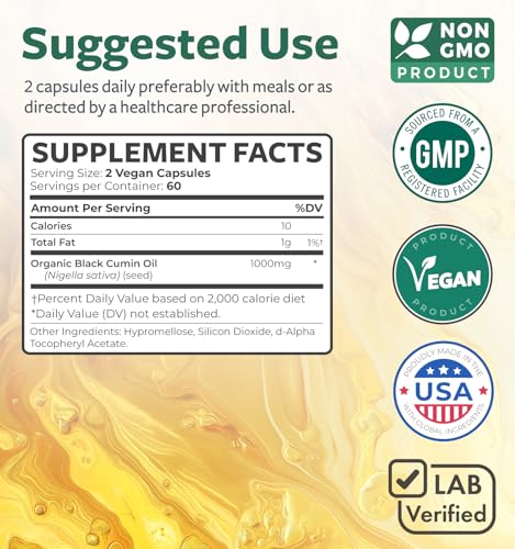 Pure Black Seed Oil Capsules | High TQ | Non-GMO | Vegan | 120 softgels