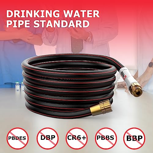 YASQA 75 Ft Heavy Duty Rubber Garden Hose