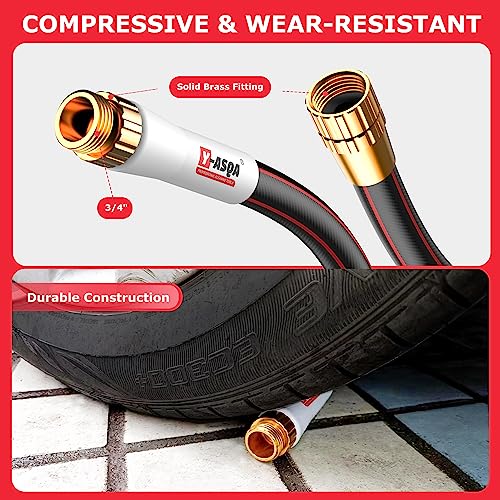 YASQA 75 Ft Heavy Duty Rubber Garden Hose