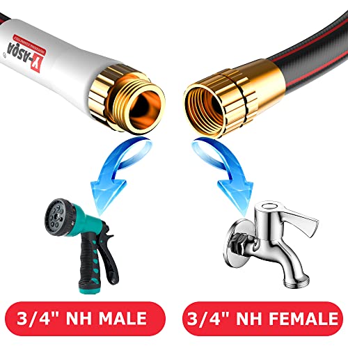 YASQA 75 Ft Heavy Duty Rubber Garden Hose