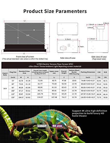 VIVIDSTORM 120" UST Ambient Light Rejecting Projector Screen