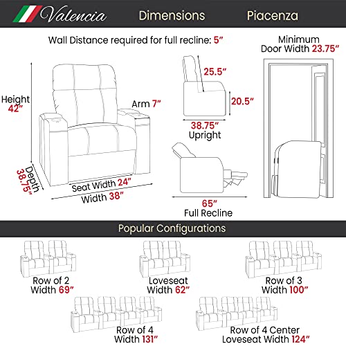 Valencia Piacenza Home Theater Seating | Premium Leather, Power Recliner