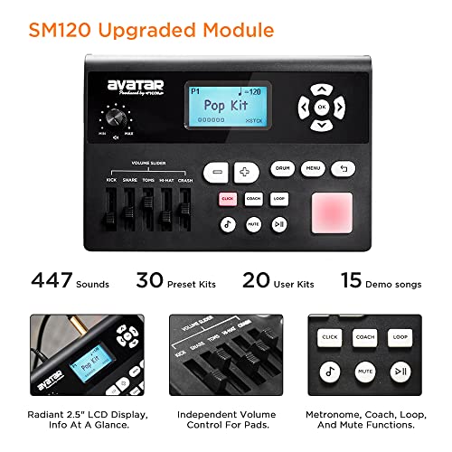 VIP Drum Set with Dual-zone Snare, Cymbal, USB MIDI