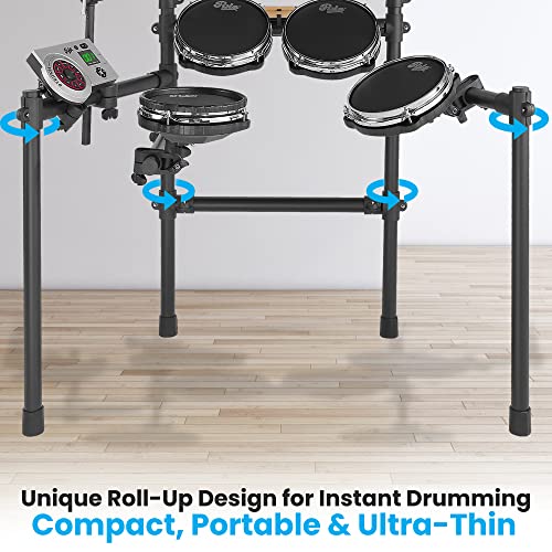 Portable Electric Drum Set with Quiet Pads & MIDI