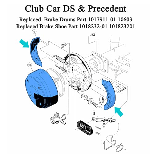 VIP Golf Cart Brake Drums & Shoes Set - Club Cart DS & Precedent (Gas/Electric)