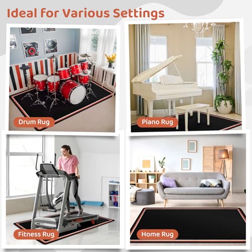 Aucuda Fluffy Drum Set Rugs, Thick Electric Drum Mat