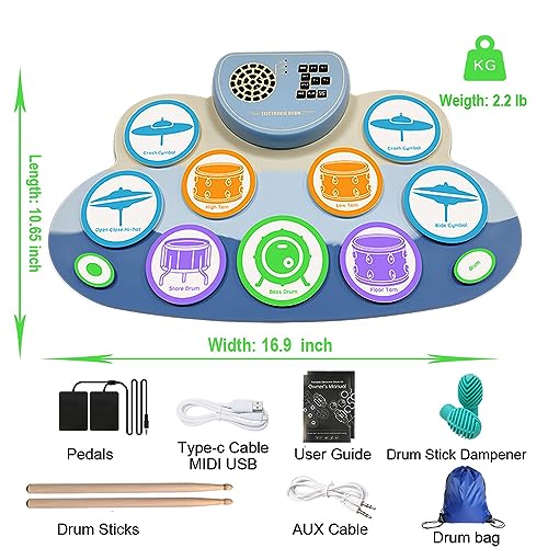 Portable Electric Drum Set with Speaker for DTX Gaming