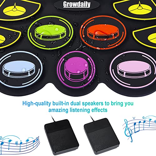 Rainbow Electric Kids Drum Set with Stand & Lights