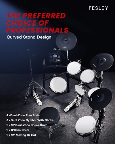 Fesley FED1100W VIP Electric Drum Set with Dual Zone Mesh Pads