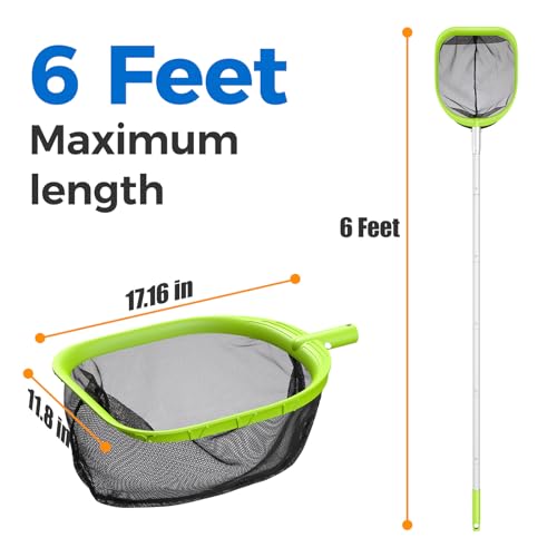 Premium Pool Skimmer Net with 6 Aluminum Poles