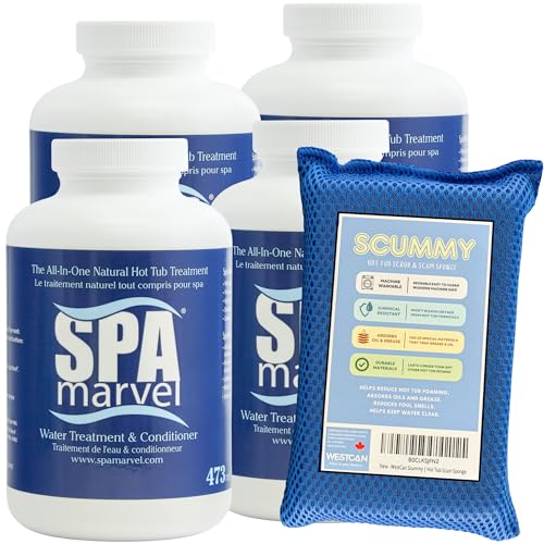 Spa Marvel 1 Year Supply with Free Hot Tub Scum Sponge & Natural Enzyme Cleaner