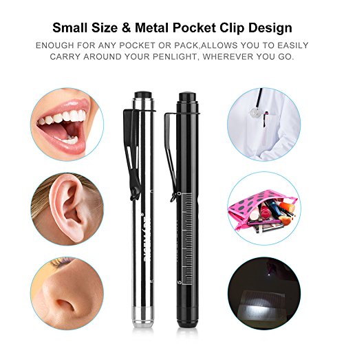 VIP Nursing Penlight with Pupil Gauge Measurements, 4X AAA