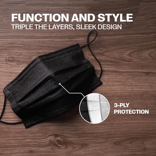 VIP Black Disposable Face Masks - 3 Ply Protection