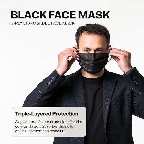VIP Black Disposable Face Masks - 3 Ply Protection