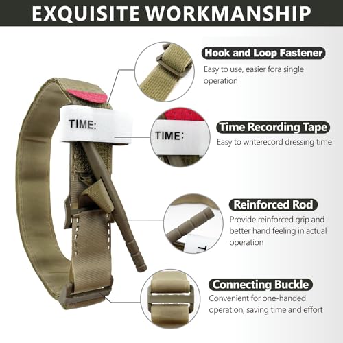 10 Pack Tourniquet: Easy Single Hand Operation, Dark Green