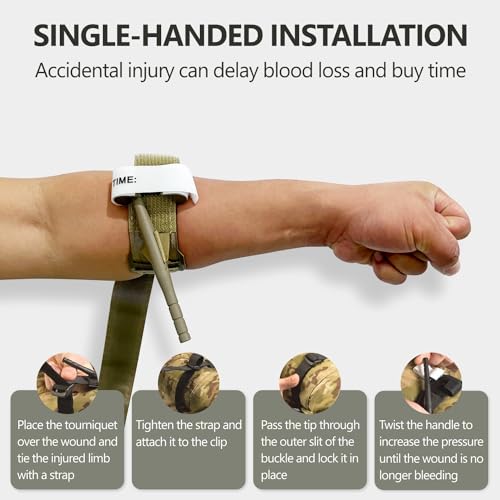 10 Pack Tourniquet: Easy Single Hand Operation, Dark Green