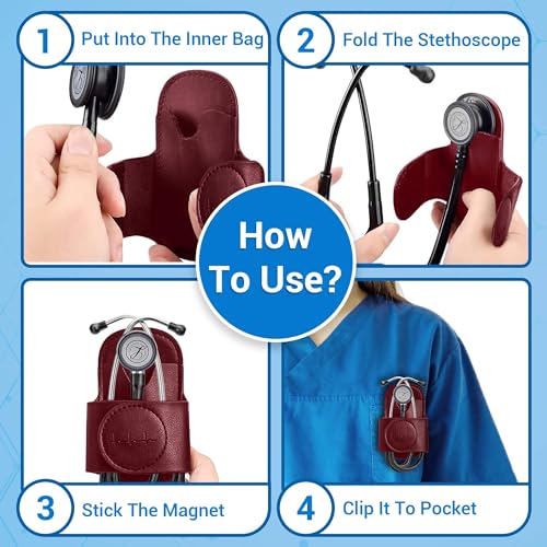 Maroon Stethoscope Holder Hip Clip for Medical Professionals