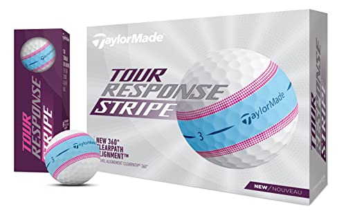 TaylorMade Golf Tour Response Striped Balls Blue/Pink 12-Pack