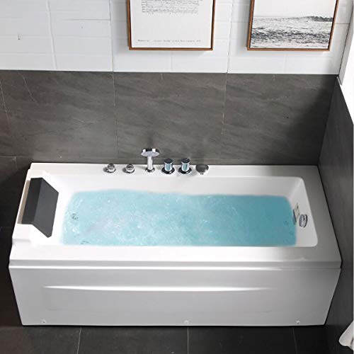 Luxurious Contemporary White Whirlpool Tub with Faucet & Pillow