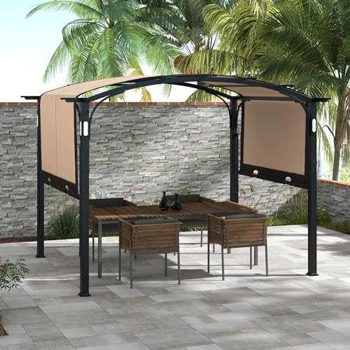9.5' x 11' Retractable Pergola Canopy with LED Lights