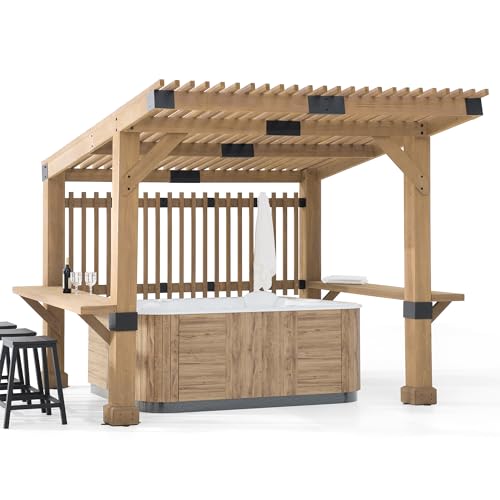 Sunjoy VIP Wooden Grill Gazebo with Privacy Screen
