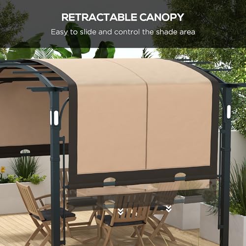 9.5' x 11' Retractable Pergola Canopy with LED Lights