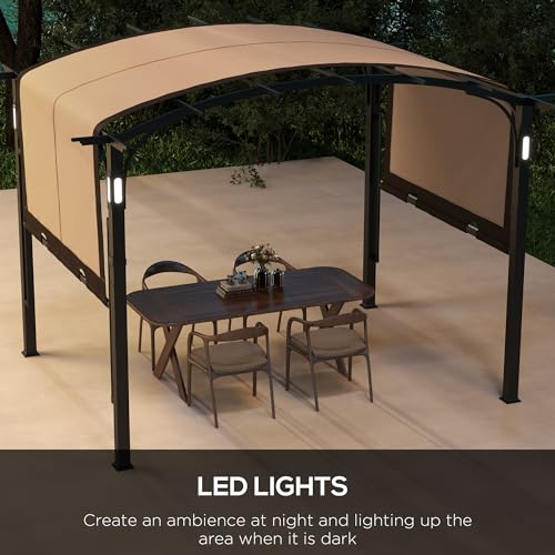 9.5' x 11' Retractable Pergola Canopy with LED Lights