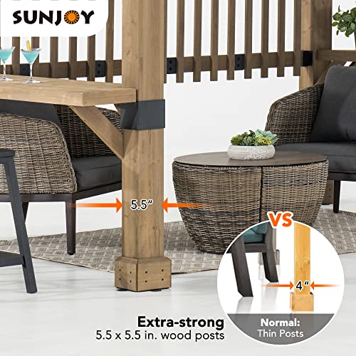Sunjoy VIP Wooden Grill Gazebo with Privacy Screen