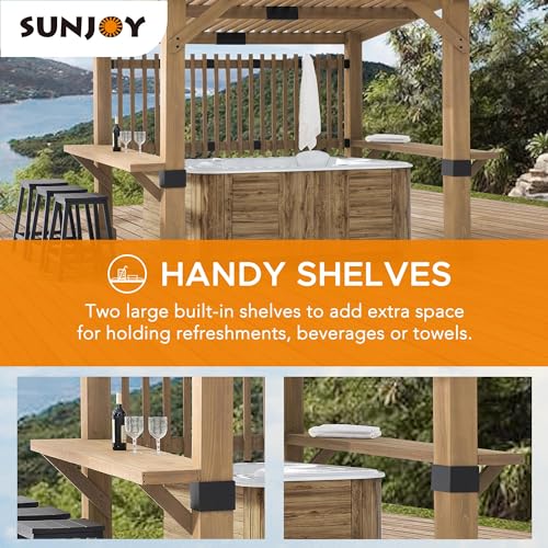 Sunjoy VIP Wooden Grill Gazebo with Privacy Screen