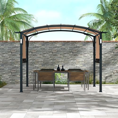 9.5' x 11' Retractable Pergola Canopy with LED Lights