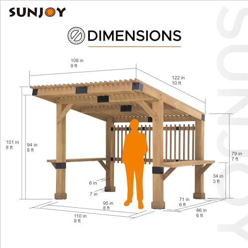 Sunjoy VIP Wooden Grill Gazebo with Privacy Screen