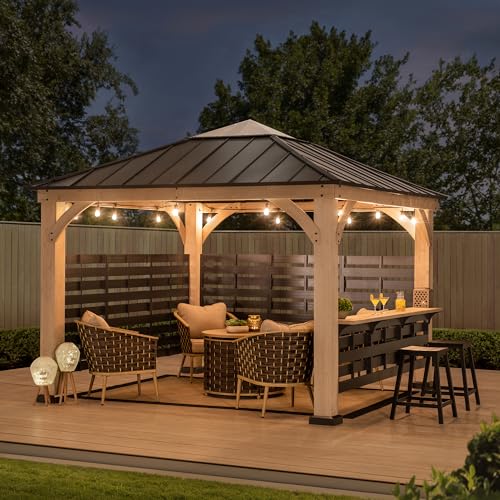 11x11 ft Cedar Wood Gazebo with Steel Frame