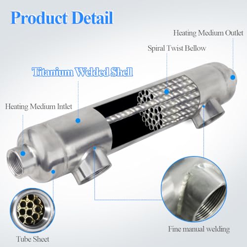 155K BTU Titanium Heat Exchanger for Pool/Hot Tub/Spa