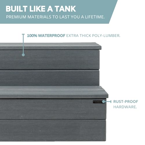 VIP Outdoor Spa Steps - Gray, Waterproof, Non-Slip