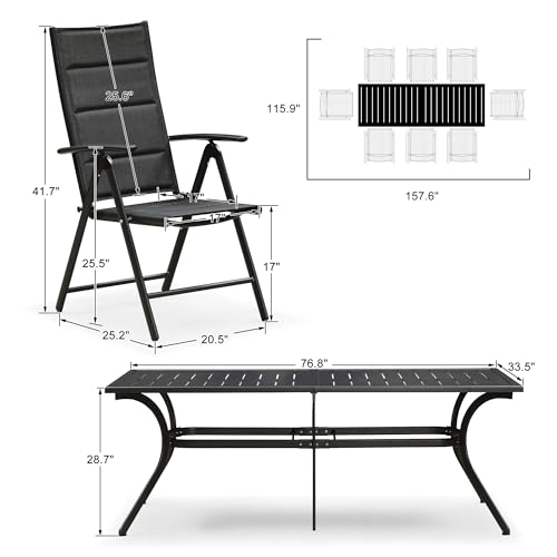 Purple Leaf 9-Piece Outdoor Dining Set, Adjustable Reclining Chairs