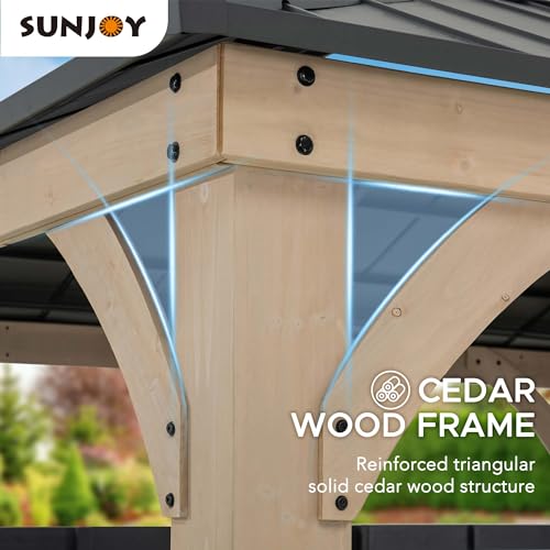 11x11 ft Cedar Wood Gazebo with Steel Frame