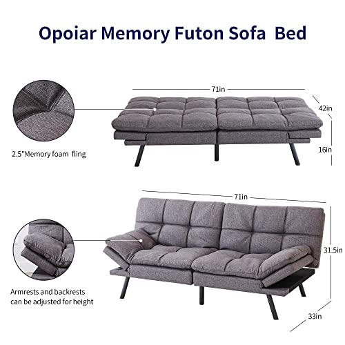 Opoiar Futon Sofa Bed: Small, Stylish Memory Foam Couch