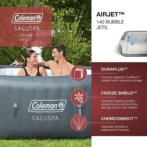 Coleman SaluSpa 140 Air Jet Inflatable Hot Tub VIP Pack