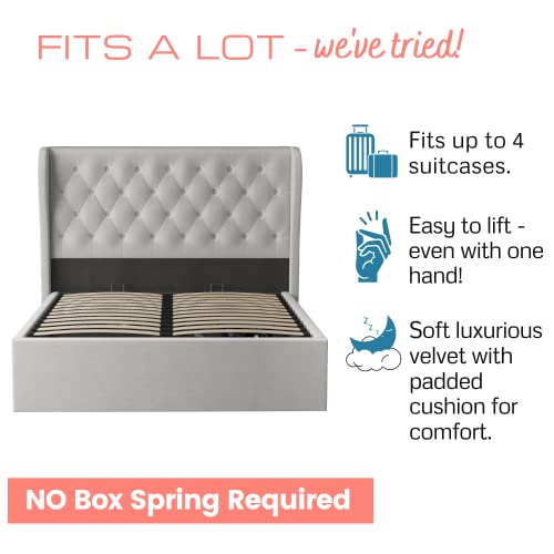 Luxurious Velvet Tufted Bed with Storage Platform(Frame)