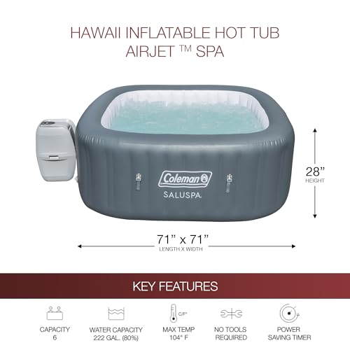 Coleman SaluSpa 140 Air Jet Inflatable Hot Tub VIP Pack