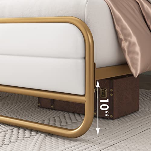 HITHOS White King Upholstered Platform Bed Frame