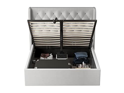 Luxurious Velvet Tufted Bed with Storage Platform(Frame)