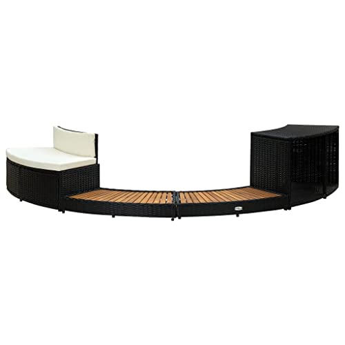 vidaXL VIP Spa Surround for Hot Tub, Black Poly Rattan