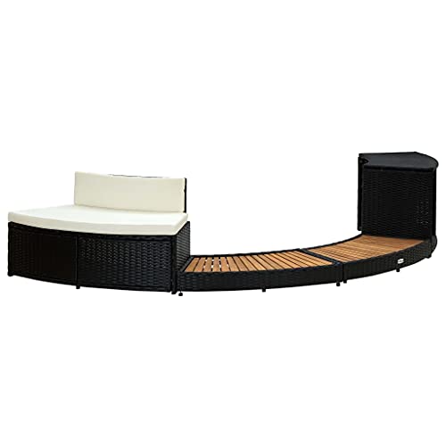 vidaXL VIP Spa Surround for Hot Tub, Black Poly Rattan