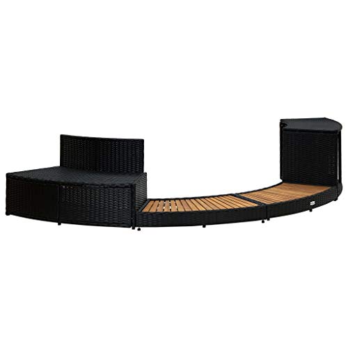 vidaXL VIP Spa Surround for Hot Tub, Black Poly Rattan