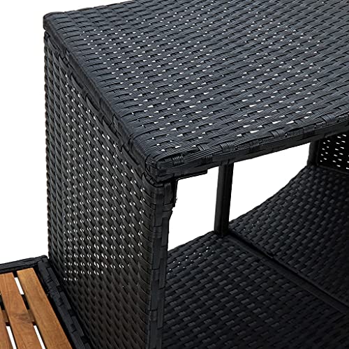 vidaXL VIP Spa Surround for Hot Tub, Black Poly Rattan