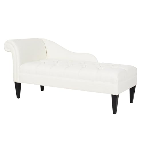Samuel Collection Traditional Hand Tufted Chaise Lounge, Beige