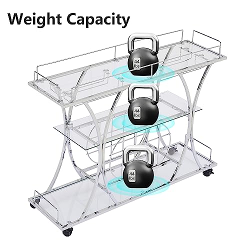 Rustic Farmhouse Mobile Bar Cart with Wine Rack