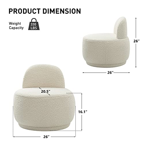 VIP Modern Sherpa Round Vanity Stool, Ivory Color