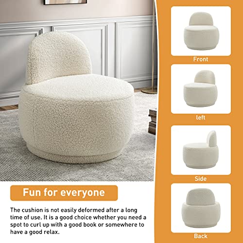 VIP Modern Sherpa Round Vanity Stool, Ivory Color